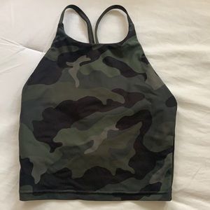 Old Navy cropped workout top - army print